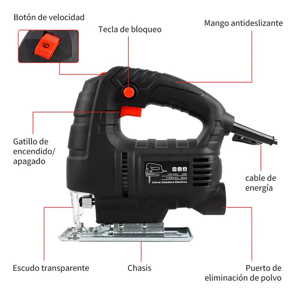 Sierra Caladora Eléctrica 6 Velocidades